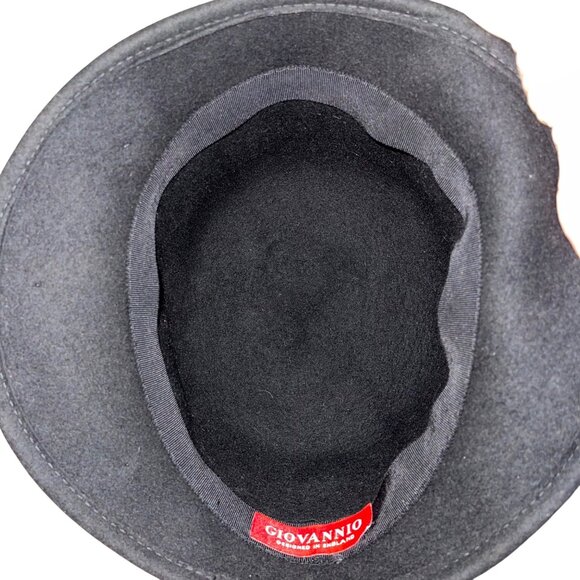 Giovannio Vintage Womens Hat 23 Inch Circumference Black Pure Wool